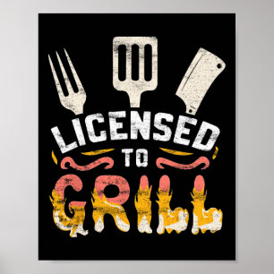 Manlig Grillmästare för barbecue Poster
