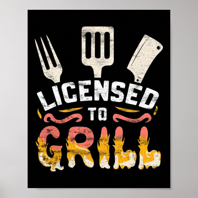 Manlig Grillmästare för barbecue Poster (Framsidan)