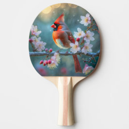 Manlig kardinal i Blommarna i Moonlight Cherry Pingisracket