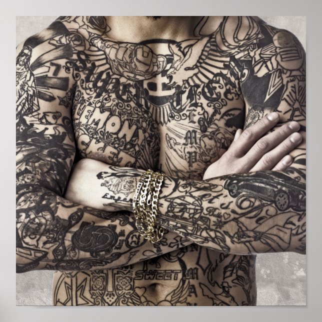 Manlig kropps tatuering fotografi poster (Framsidan)