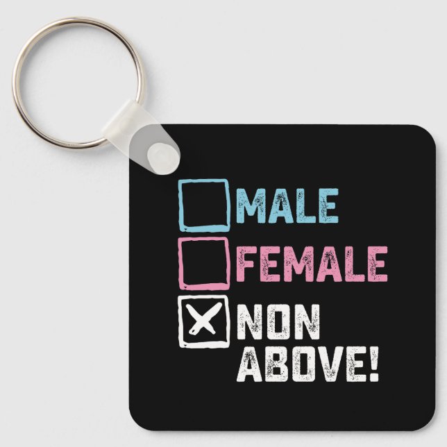 Manlig Kvinnlig Icke Över! Roligt Transperson Gays Nyckelring (Framsida)