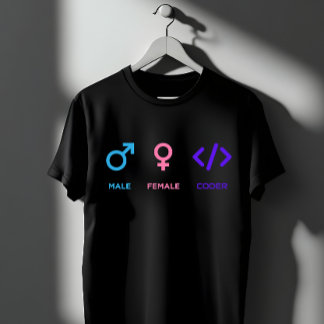 Manlig Kvinnlig Kodare Symbol | Roligt Programmera T Shirt