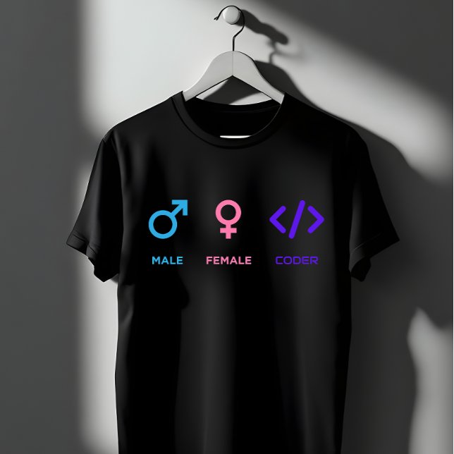 Manlig Kvinnlig Kodare Symbol | Roligt Programmera T Shirt (Skapare uppladdad)