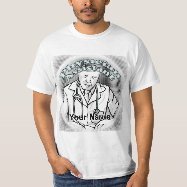 manlig läkarassistent t shirt (Framsida)