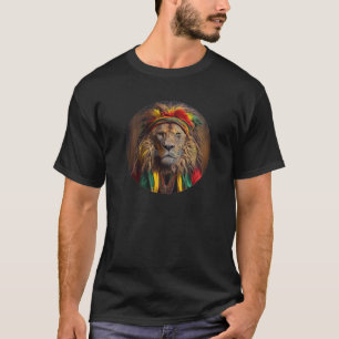 Manlig Lejon i rastafarinutrustning T Shirt