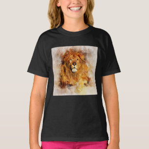 Manlig Lejon med stor vattenfärg i Mane Porträtt T Shirt