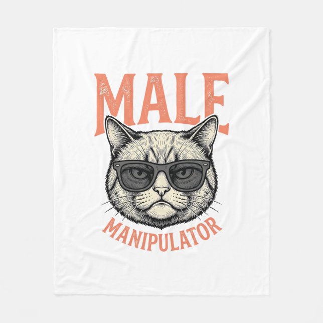 Manlig manipulator Rolig katt solglasögon Vintage  Fleecefilt (Framsidan)