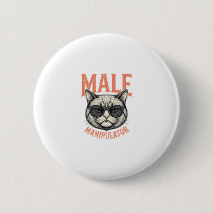 Manlig manipulator Rolig katt solglasögon Vintage  Knapp