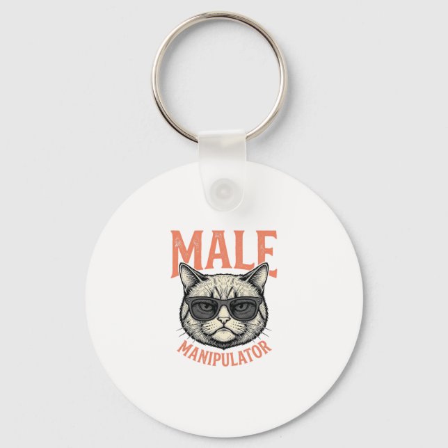 Manlig manipulator Rolig katt solglasögon Vintage  Nyckelring (Framsida)