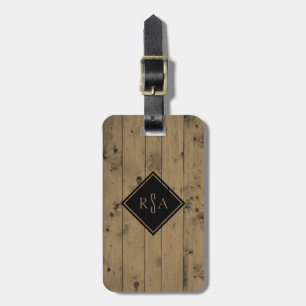 Manlig Monogrammed lantlig Wood planka för Bagagebricka
