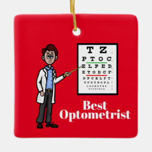 Manlig optometrist med Öga-skiss Julgransprydnad Keramik