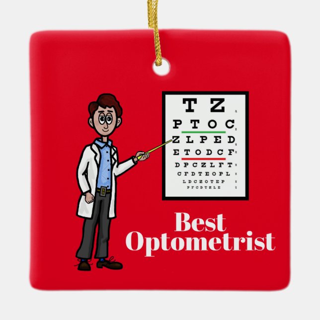 Manlig optometrist med Öga-skiss Julgransprydnad Keramik (Framsida)