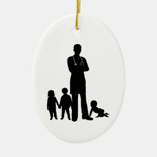 Manlig pediatriker Silhouette med Kids Ornament