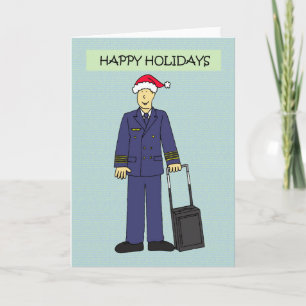Manlig pilot God jul Helgkort