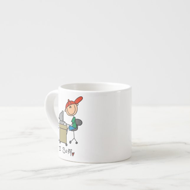 Manlig pinnefigur Webb-surfare Espressomugg (Framsida vänster)