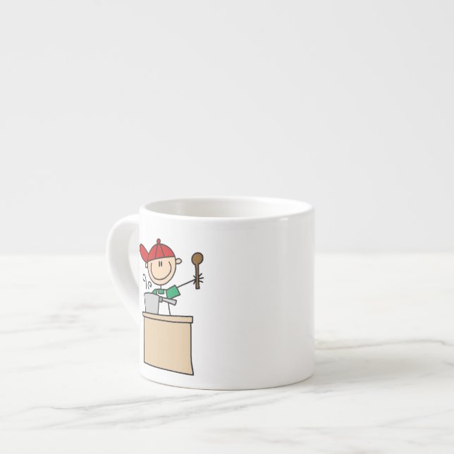 Manlig pinnfigurisk kock espressomugg (Framsida vänster)