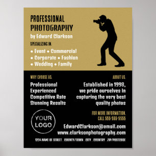 Manlig silhuett, fotograf, fotouthyrning poster