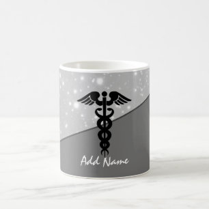 Manlig sjuksköterska Caduceus Medical Black Gråt Kaffemugg