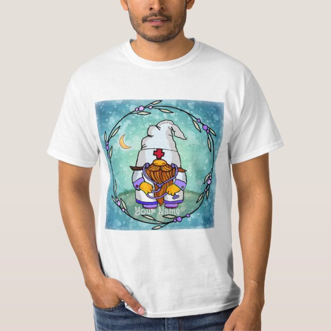 Manlig sjuksköterske-gnome  t shirt (Framsida)