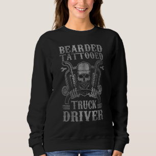 Manlig Skäggig Tatuerad Lastbilschaufför Pappa Vin T Shirt