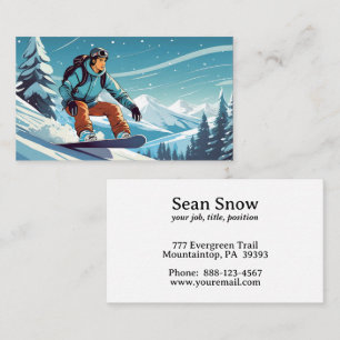 manlig snowboarder på ett berg visitkort
