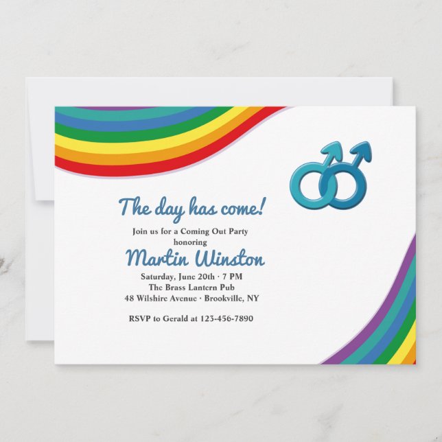 Manlig som kommer ut från stängningsinbjudan inbjudningar (Framsida)