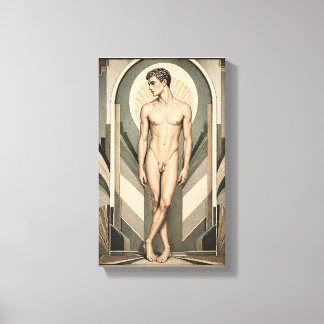 Manlig studie Art Deco Canvastryck