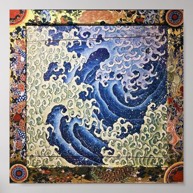 Manlig våg, Hokusai Poster (Framsidan)