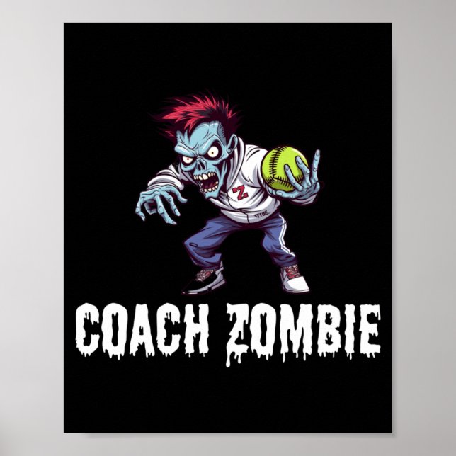 Manlig Zombie P E Lärartränare Halloween Poster (Framsidan)