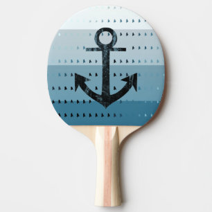 Manliga blått ankrar nautisk mönsterdesign pingisracket