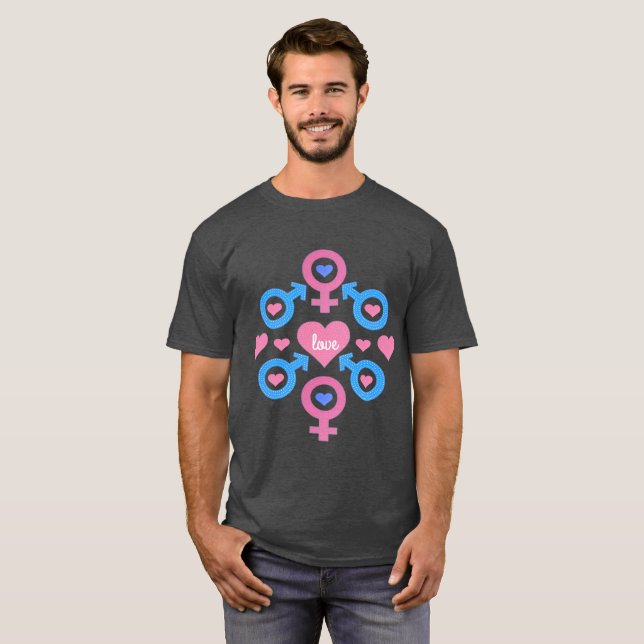 Manliga och kvinnliga symboler T-Shirt (Hel framsida)