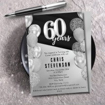 Manliga Svarta Silverballonger 60-års Födelsedag