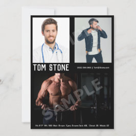 Manlign för 3 foto modellerar mallen för svarten inbjudningar