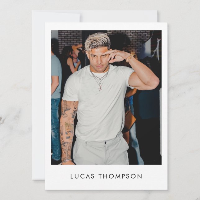 Manligt influencer Actor Comp Card 5 Foto QR-kod Inbjudningar (Framsida)