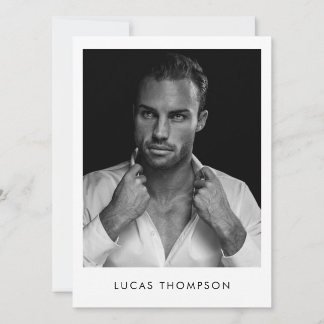 Manligt modelleringskort för komp-kort 5 - foto QR Inbjudningar (Framsida)