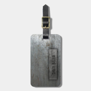 Manligt silver bedrövad metallMonogram Bagagebricka