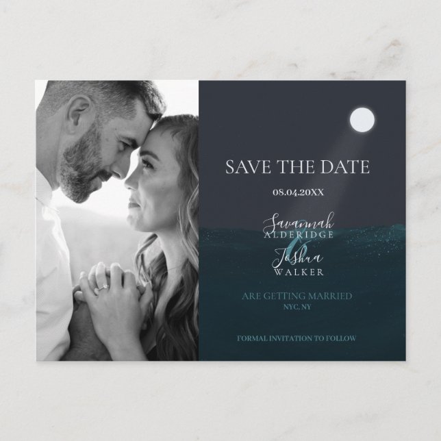 Månljus Hav Foto Spara‑datum Postkort Vykort (Framsida)