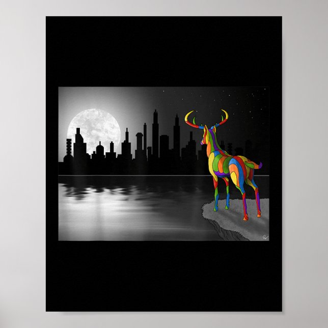Månljus hjort miljövård djur pro poster (Framsidan)