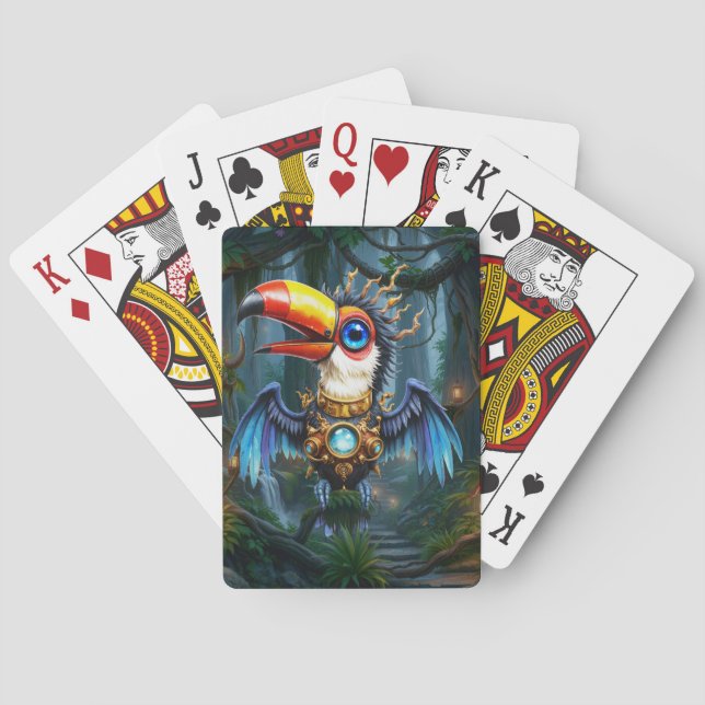 Månljus Steampunk-Tukan.  Casinokort (Baksidan)