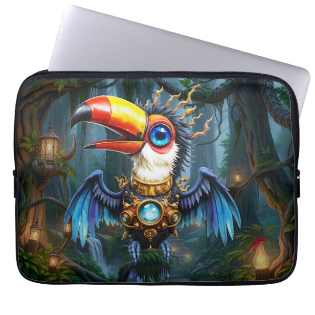 Månljus Steampunk-Tukan.  Laptop Fodral (Framsidan)