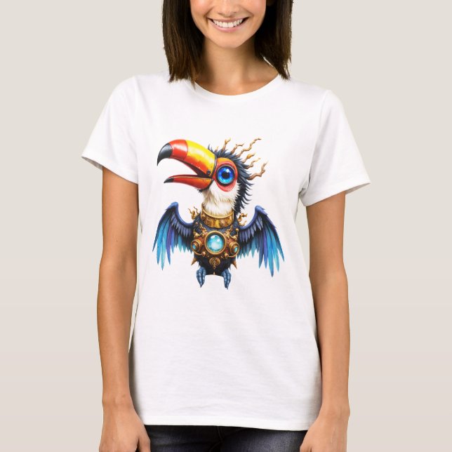 Månljus Steampunk-Tukan.  T Shirt (Framsida)