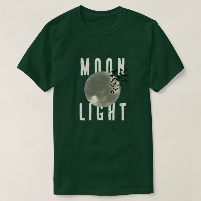 Månljus Vintage Mörkgrön Grafisk T-Shirt (Design framsida)