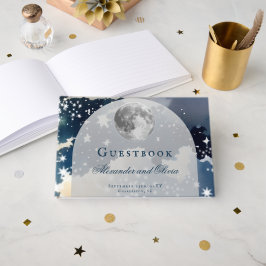 Månljust bröllop under natthimmeln gästböcker