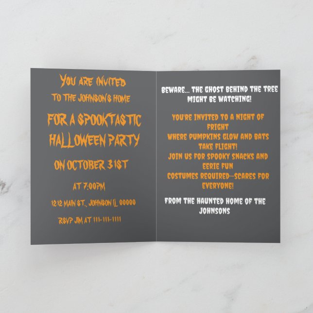 Månljust bus med spöke & pumpa inbjudan (Inuti)