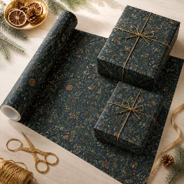 Månljust jul botaniskt vinterinpackningspapper presentpapper