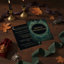 Månljust maskerad elegant Halloween-inbjudan