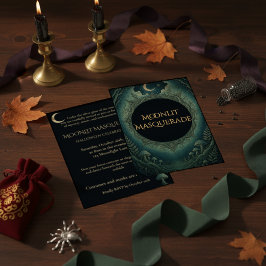 Månljust maskerad elegant Halloween-inbjudan Inbjudningar