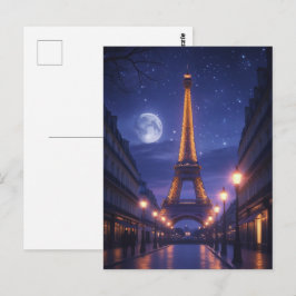 Månljust Paris – Romantiska Eiffeltornet Natt Vykort