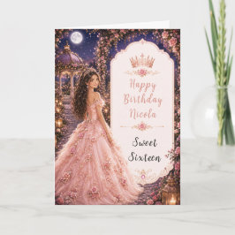 Månljust Rosa Trädgård Sweet Sixteen Kort