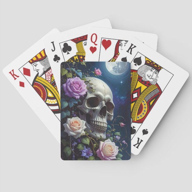 Månljust Rosor Döskalle Casinokort (Baksidan)